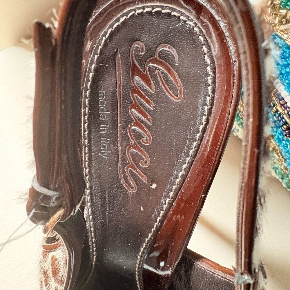 GUCCI Sofia Platform Peep Toe Slingback Pumps, Le… - image 8